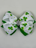 St. Patricks Day Shamrock Girls Chunky Bubblegum Necklace w/ rhinestone beads