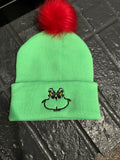 Grinch lime green Christmas Hat with Pom-pom