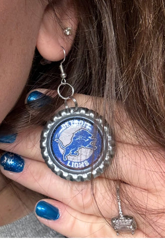Lions Bottle Cap Earrings