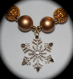Gold Snowflake Rhinestone Necklace