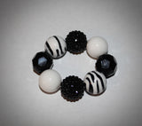 Zebra Rhinestone Pendant Necklace / Bracelet Set for children