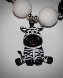 Zebra Rhinestone Pendant Necklace / Bracelet Set for children