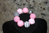 Gray and Pink Polka dot Bow Necklace/ Bracelet set for children