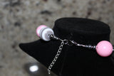 Gray and Pink Polka dot Bow Necklace/ Bracelet set for children
