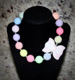 Spring Bow Necklace/ Bracelet set with pastel colors for children